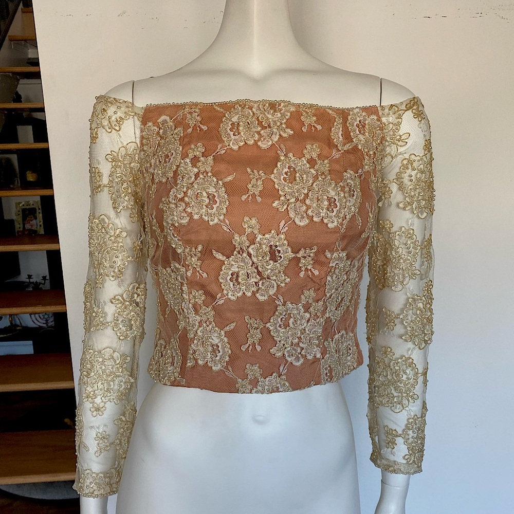 Vintage ballerina offshoulder lace top/corset. Size small